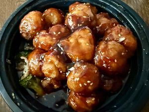 Sesame Imitation Chicken over Broccoli at Chin Chin Brookhaven in Atlanta