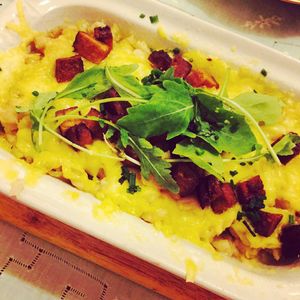 Vegan Spätzle with cheese and smoked tofu at Zum Spätzle in Hamburg