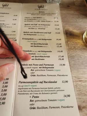 Menu at Zum Spätzle in Hamburg
