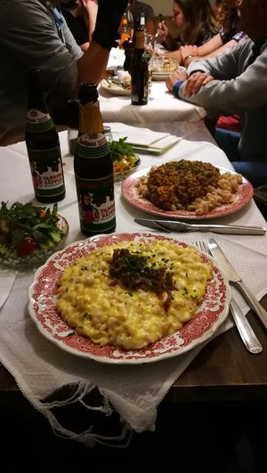 Käsespätzle and Spätzle with lentils at Zum Spätzle in Hamburg