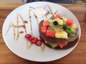 Raw pancakes at Wild Beets in Ibiza