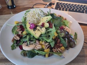 Cashew cheese raw salad was delicious! at Wild Beets in Ibiza