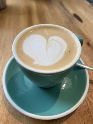 Swiss water decaf cafe au lait with homemade almond milk   at Wild Beets in Ibiza