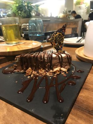 White and dark chocolate raw dessert  at Wild Beets in Ibiza