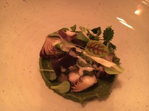 artichoke with lamb’s lettuce puree at Marktkuche in Zurich