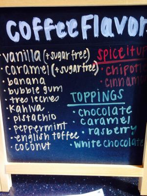 Flavors for coffee at Chocolate Crust in Washington