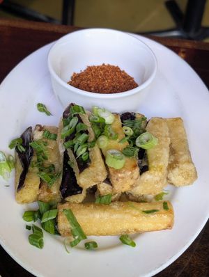 Crispy glazed eggplant at Blue Willow Seattle  in Seattle