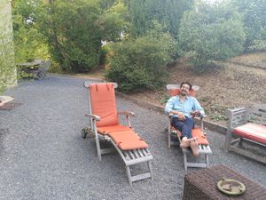 Our reading spot. at La Source Doree in Saint-pierre-la-palud