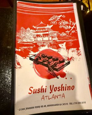 Menu at Sushi Yoshino in Atlanta