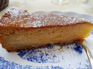 Vegan peach and pear cake  at Bio Sound System in Venice