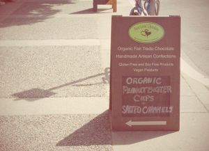 Sandwich board at Pure Lovin' Chocolate in Victoria