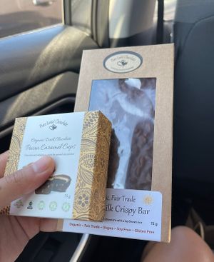 Pecan caramel cups & vegan milk chocolate bar at Pure Lovin' Chocolate in Victoria