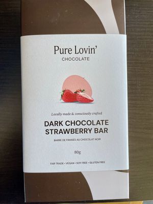 Dark chocolate strawberry bar   at Pure Lovin' Chocolate in Victoria