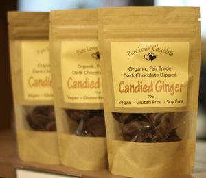 Chocolate Covered Candied Ginger at Pure Lovin' Chocolate in Victoria