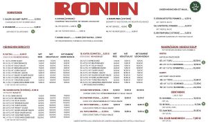 Menu  at Ronin Berlin  in Berlin