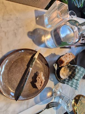 The bread was salted perfectly and the "butter" tasted amazingly real. at Mr Watson in Amsterdam