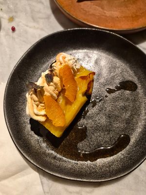 The fresh dessert. Sour jelly like cake with cream on top and a lovely bottom. Very rich in flavour. at Mr Watson in Amsterdam