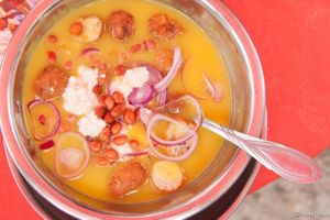 Zanzibari Mix or Urojo - a must have local soupy dish at Joshi's Vegetarian Food Court in Zanzibar