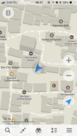 Location of restaurant (map marker is wrong) at Joshi's Vegetarian Food Court in Zanzibar