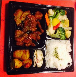 Chicken bento  at Kuan-Yin Vegetarian in Brisbane