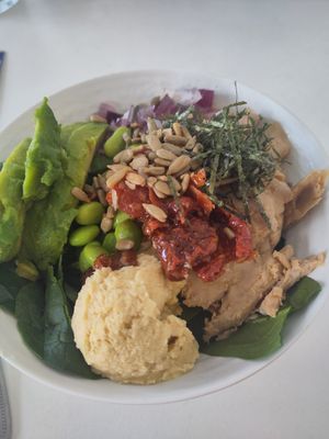 Build Your Own Poke Bowl including hummus, avocado and Not Chicken at Healthy Poke  in Gran Canaria