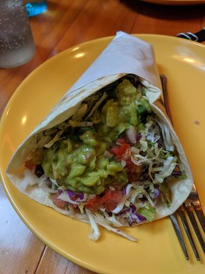 Refried bean burrito with extra guacamole at Dos Tacos - Gangnam in Seoul