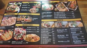 Food menu at Dos Tacos - Gangnam in Seoul