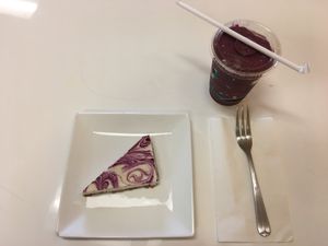 Vegan cheesecake and very berry smoothie at Baagan in San Ramon