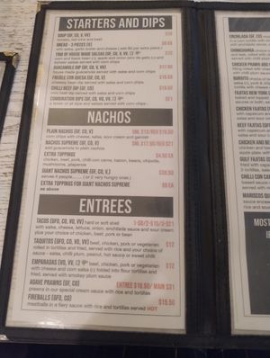Menu 1 at Amigos Mexican Restaurant in Hobart