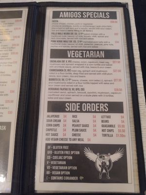 Menu 3 at Amigos Mexican Restaurant in Hobart