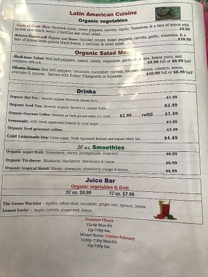 Vegan Menu at The Healthier Place to Eat in Pocatello