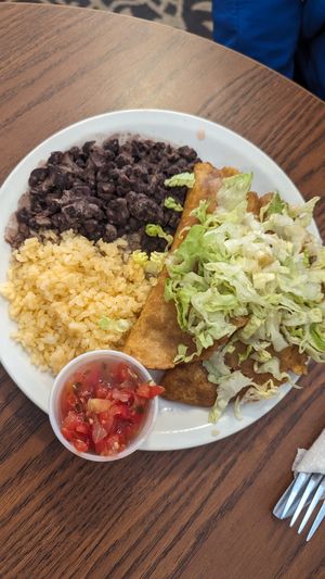 Veg empanada and rice  at The Healthier Place to Eat in Pocatello