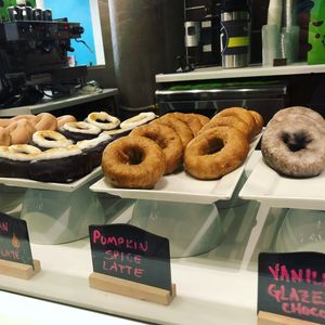 That pumpkin spice latte was delicious  at Holey Moley Coffee and Doughnuts in Milwaukee