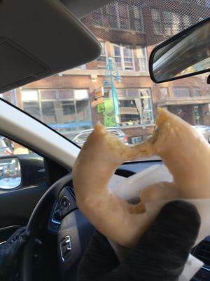 Vegan vanilla glazed-couldn’t wait at Holey Moley Coffee and Doughnuts in Milwaukee