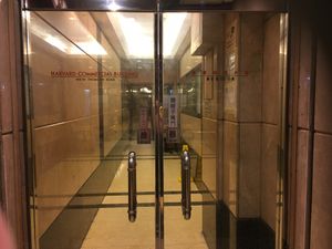 The doors to the commercial building from the street  at Liza Veggies 麗姐廚房 - Wan Chai in Hong Kong Island