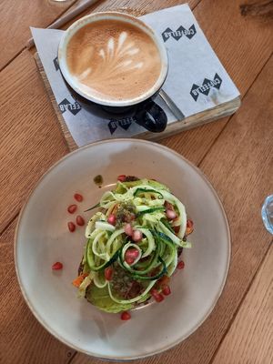 Avocado toast and large cappucino at Coffeelab in Eindhoven