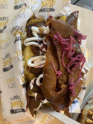 Loaded kebab wedges   at Unity Doner in Edinburgh