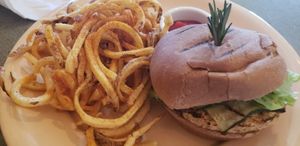 Mediterranean burger without cheese. at Spin Cafe in Heber City