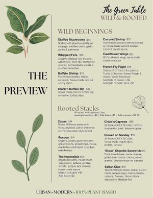 Menu Page 1 at Green Table in Trinity