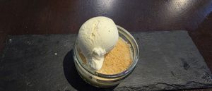 Vegan lemon cheesecake with vegan ice-cream at The Horns Inn in Stafford