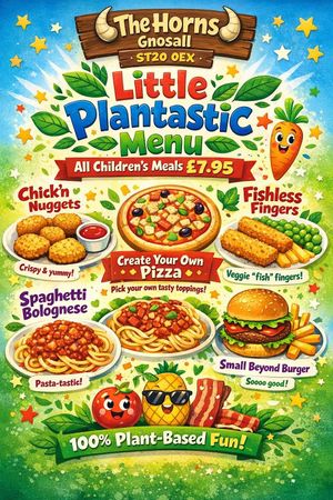 Plant based children's menu at The Horns Inn in Stafford