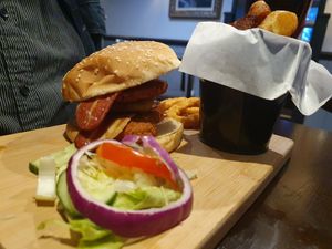 Vegan burger at The Horns Inn in Stafford