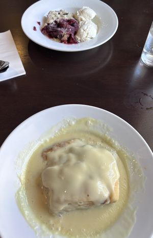 Mixed fruit crumble and bread & butter puddingg  at The Horns Inn in Stafford