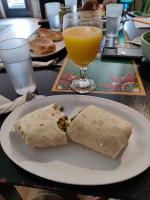 Shangri-la wrap with mimosa at Green Goddess Cafe in Stowe