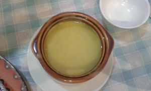 Sweet pumpkin soup dessert at Popular Vegetarian in Hong Kong Island