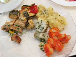 Choice of vegan starters from the buffet at Heller's Vegetarisches Restaurant & Cafe in Mannheim