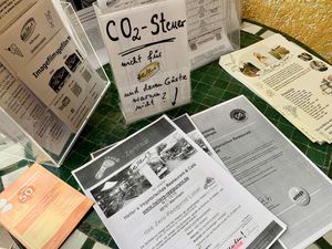 info sheets at Heller's Vegetarisches Restaurant & Cafe in Mannheim