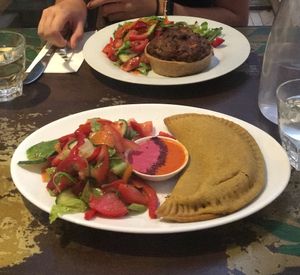Quiche and Caribbean Sambusac  at Nagila in Jerusalem