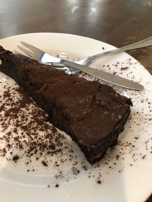 Raw chocolate cake at Nagila in Jerusalem