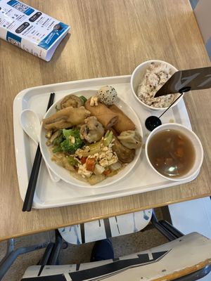 overloaded plate for around 160hkd (incl tea)  at Bijas Vegetarian 一念素食 in Hong Kong Island